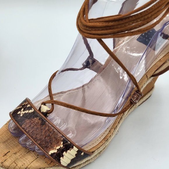 White House Black Market GINGER Wedge Ankle Wrap Strap Sandal SZ 8 - Picture 8 of 14